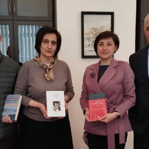 Varuzhan and Perch Piranyan, influential figures of the Armenian community of Albania, visited the National Library of Armenia